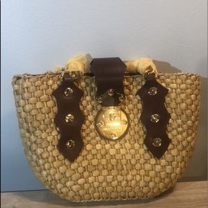👜Michael Kors Santorini Straw Mini-Tote Bag 👜